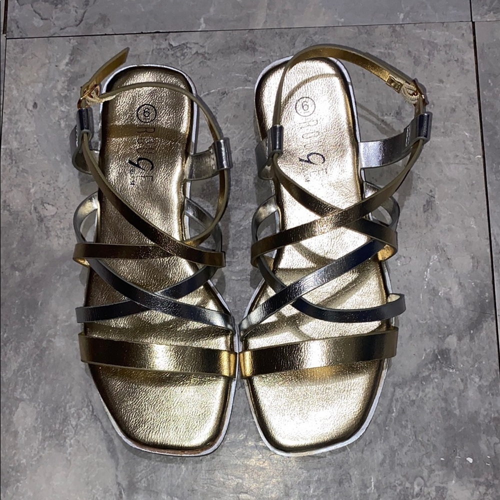 Rouge helium Metallic Strappy Sandals rainbow brand women size 6